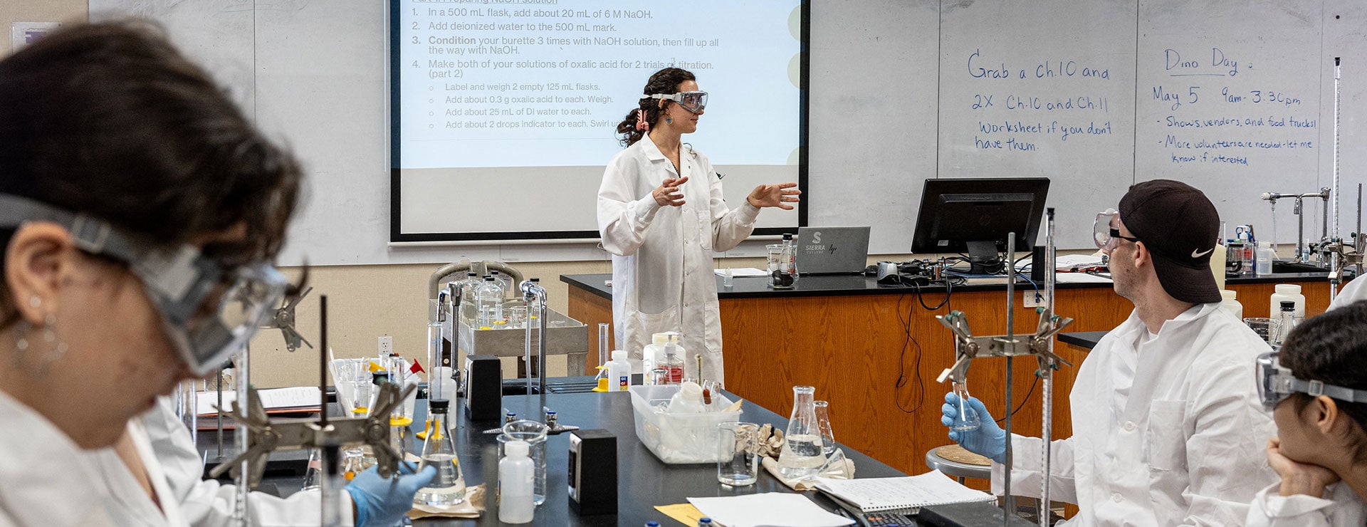 Chemistry instructor teaching class