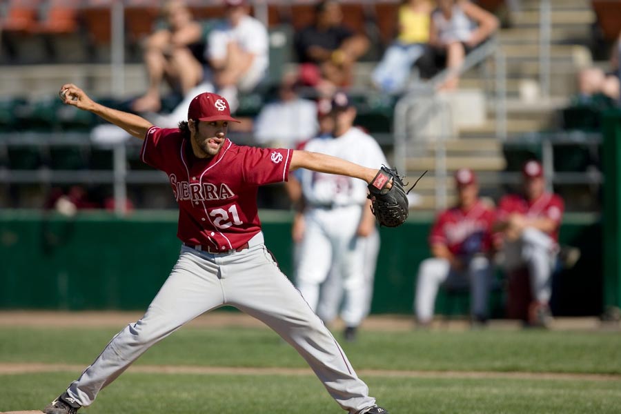 Sierra College baseball pitcher at playoffs, May 2006