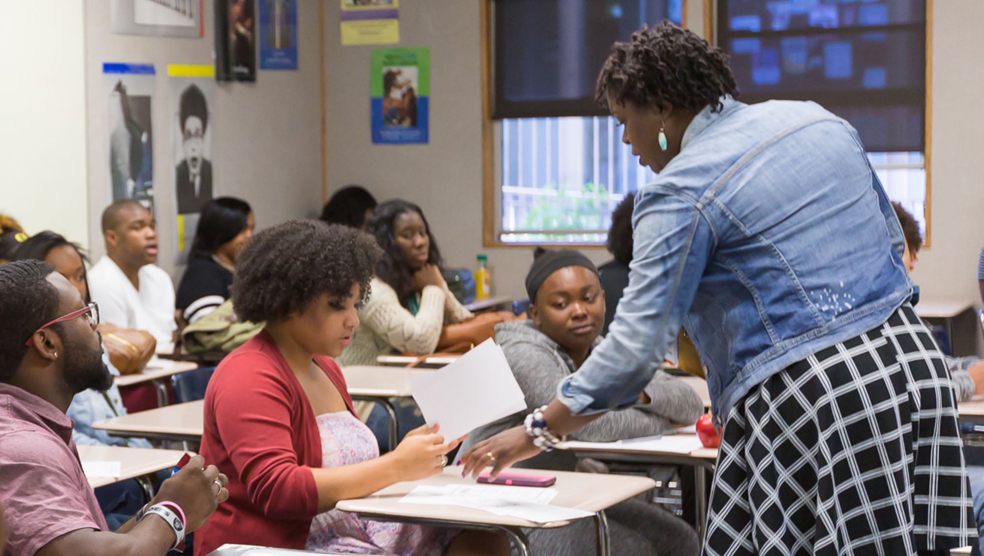 Instructor teaching an Umoja Learning Community class for Black students at Sierra College