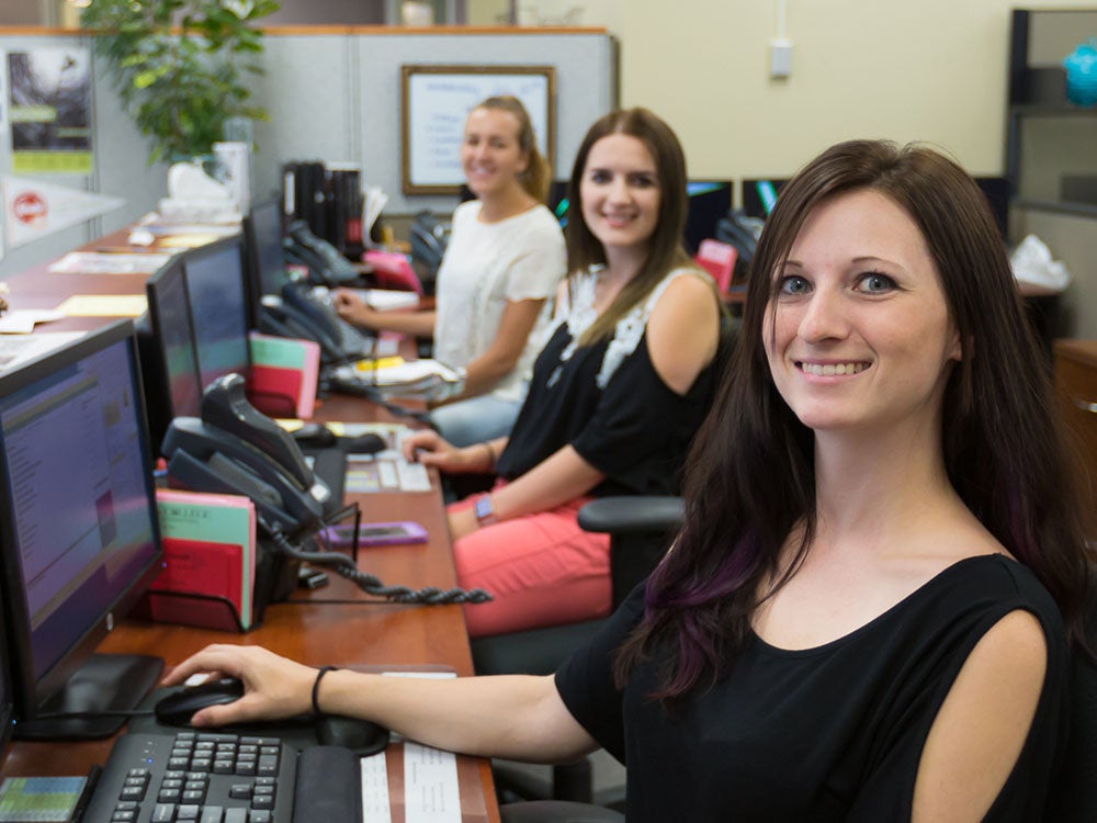 Sierra College student workers at the front desk