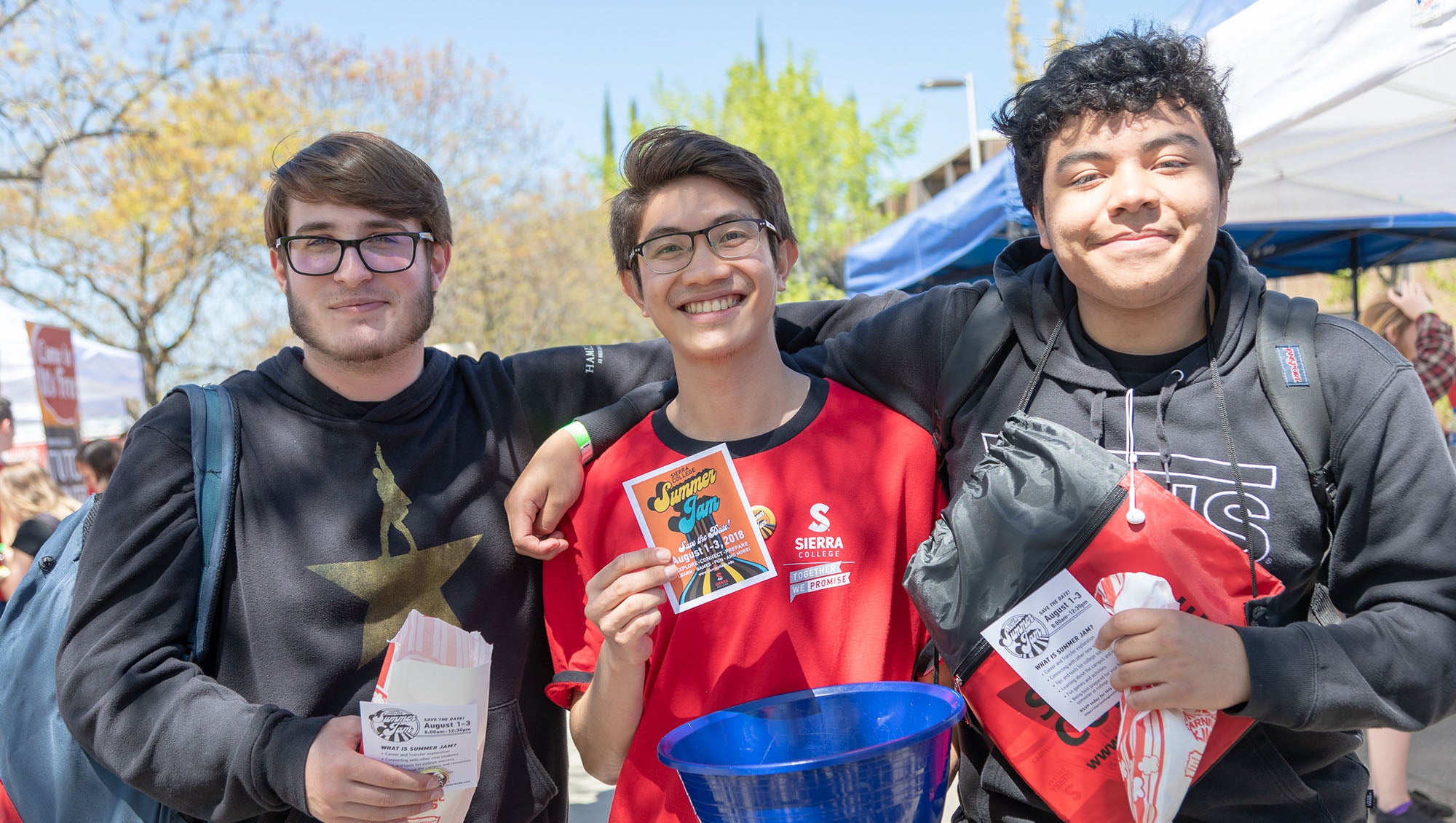 Three high school students at the Sierra College Promise kickoff celebration