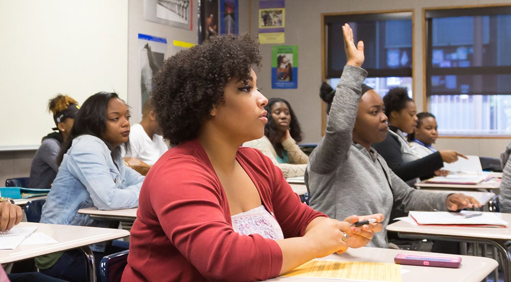 Black students at an Umoja Learning Community class