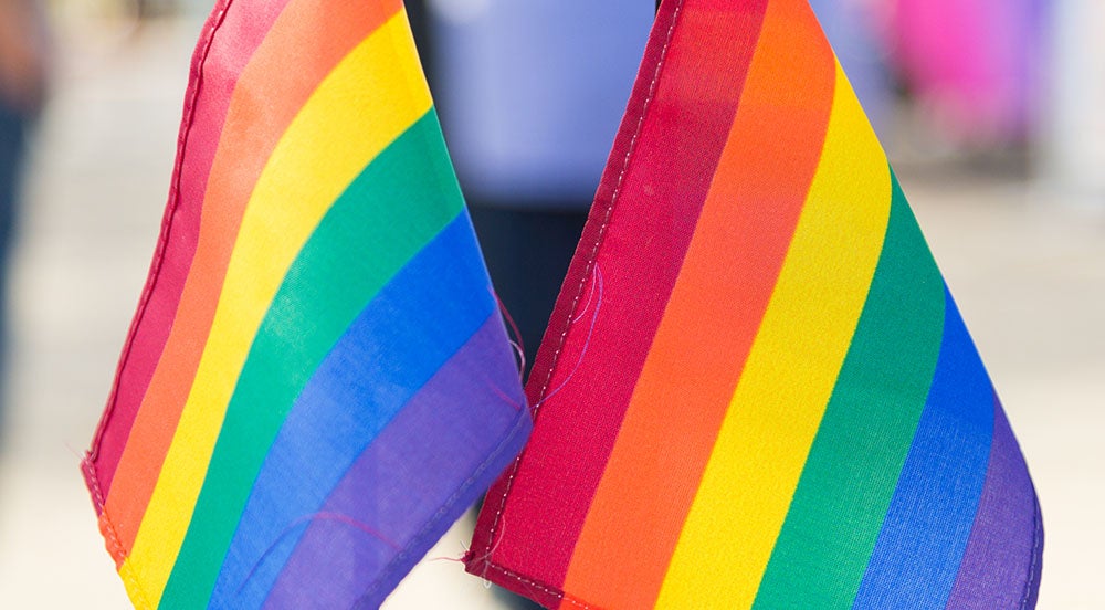 Two rainbow flags for Pride Month