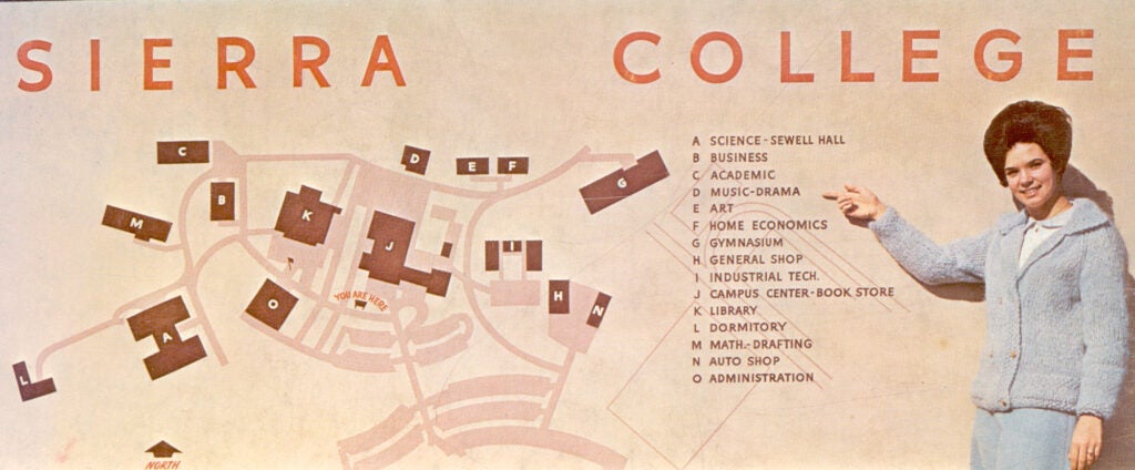 1961 map of the Sierra College Rocklin campus