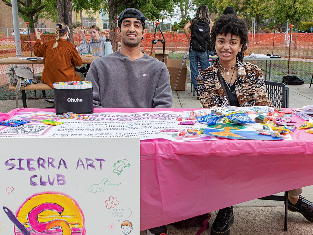 Students representing Sierra Art Club at Rocklin campus Club Days event.