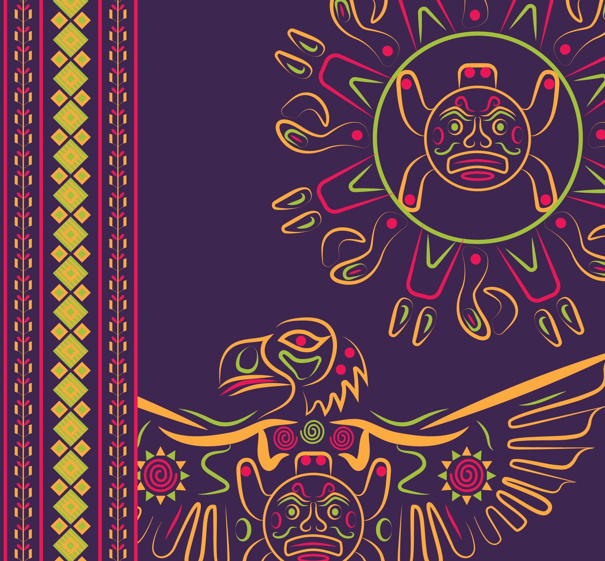 Latinx Heritage Month illustration with bird and sun imagery
