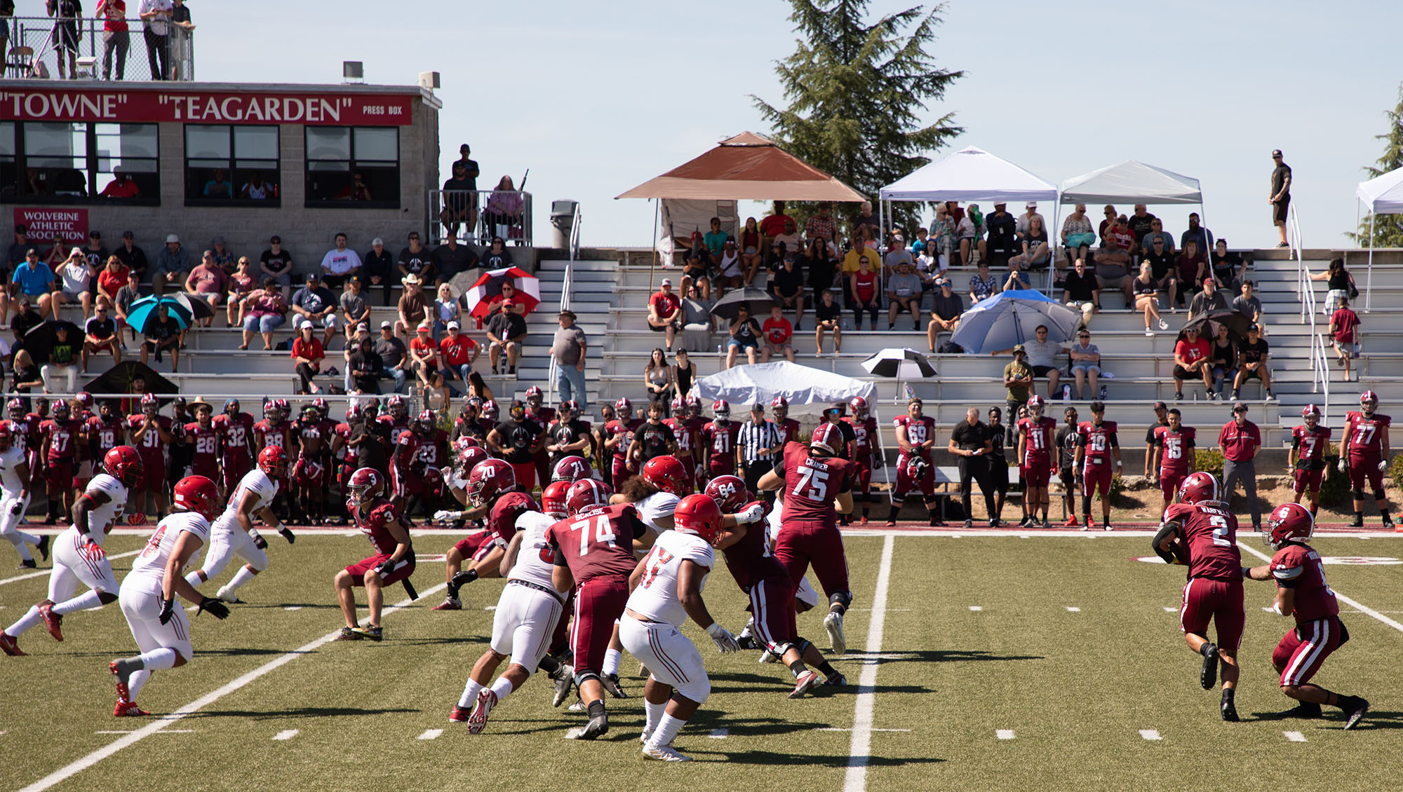 Sierra College football team playing on the field during Preview Day