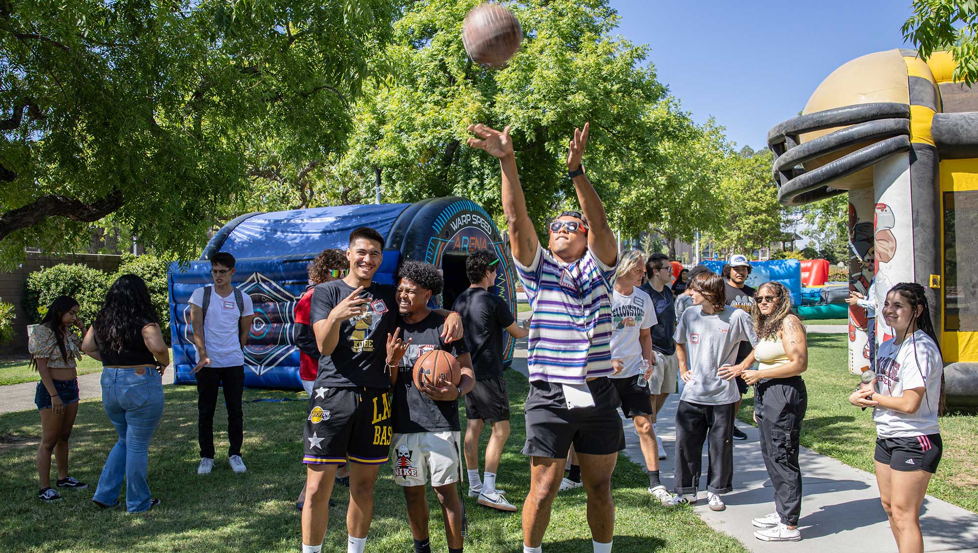 Students playing games in quad on Rocklin Campus