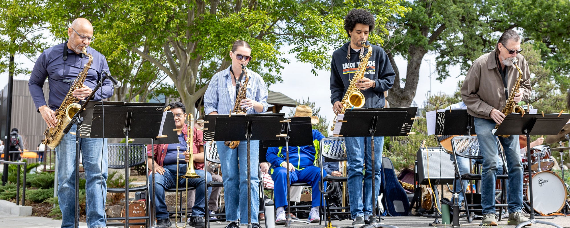 Jazz band performing at 2025 Earth Day on Rocklin Campus
