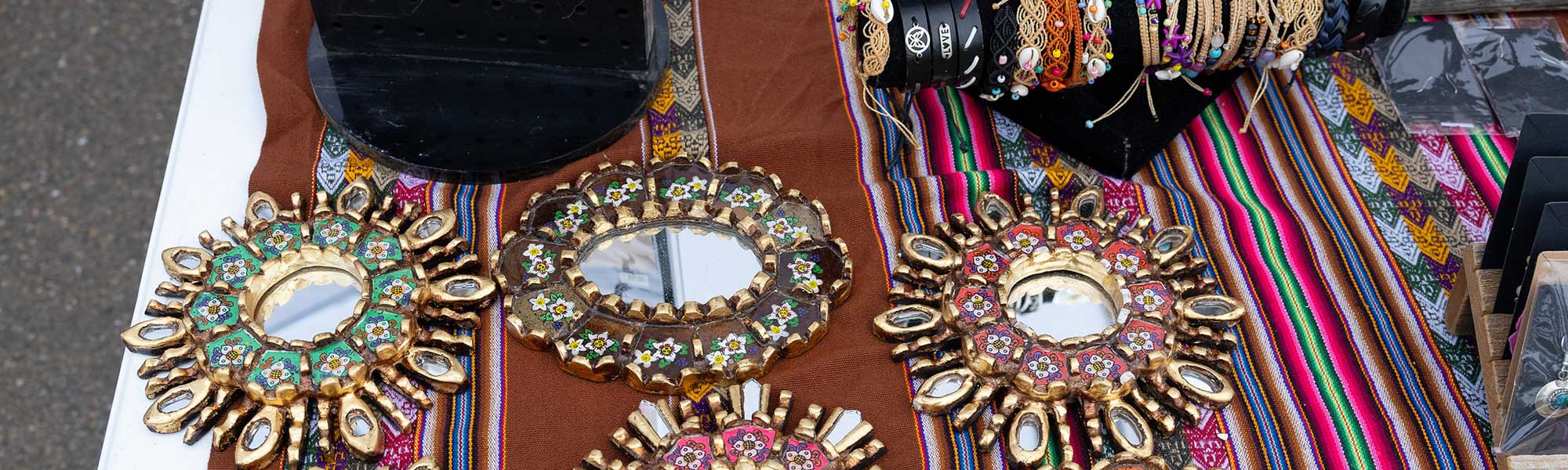 Traditional decor and jewelry at latinx event
