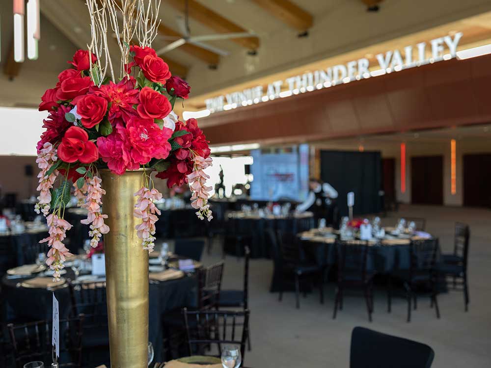 Flower arrangement decoration at Sierra College gala event