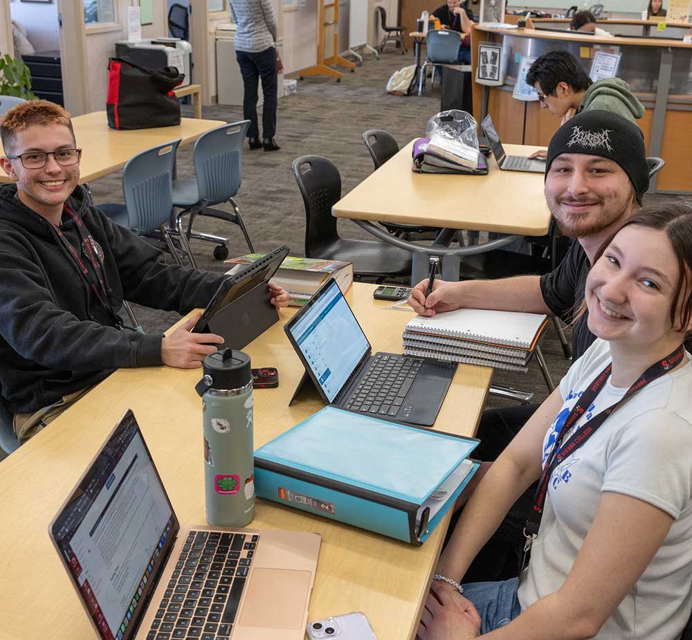 Students studying together at Rocklin Campus.