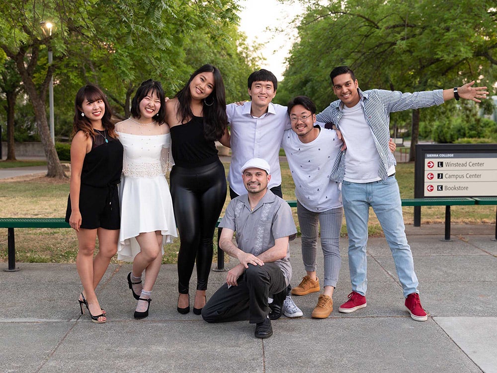 International students strike a pose on Rocklin campus