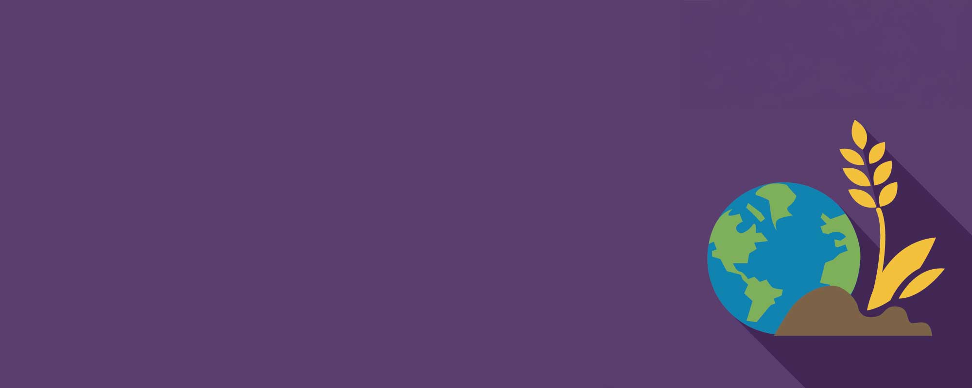 Earth and wheat plan illustration on purple background