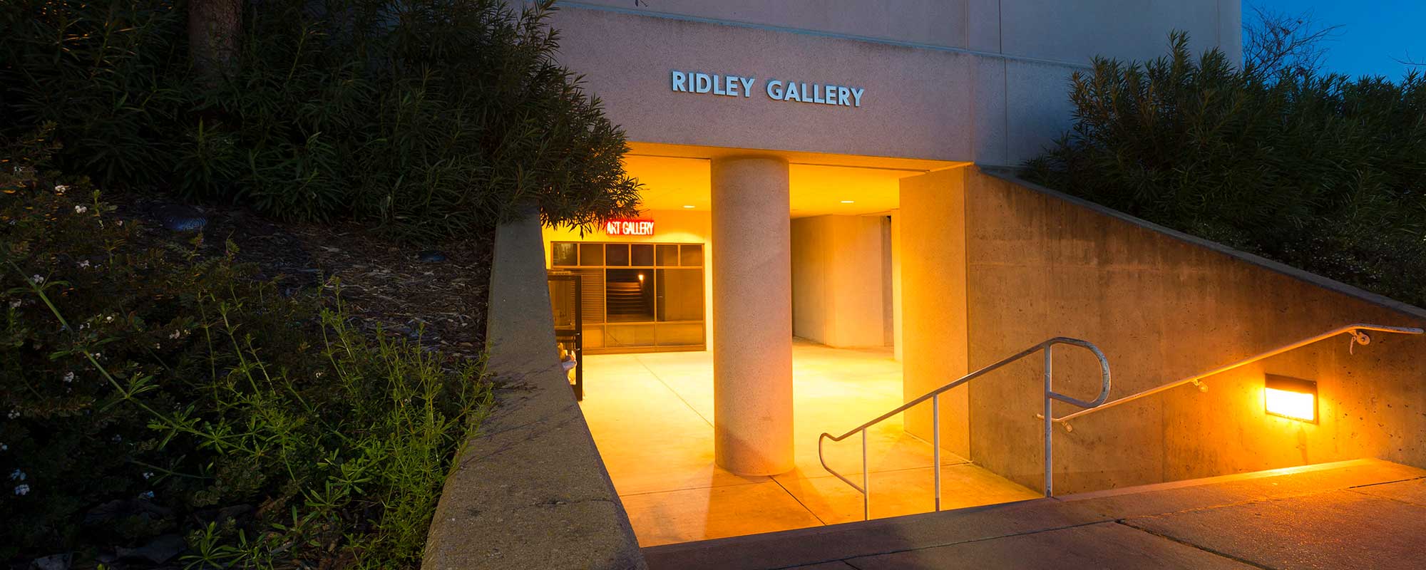 Entrance to Ridley Gallery at night